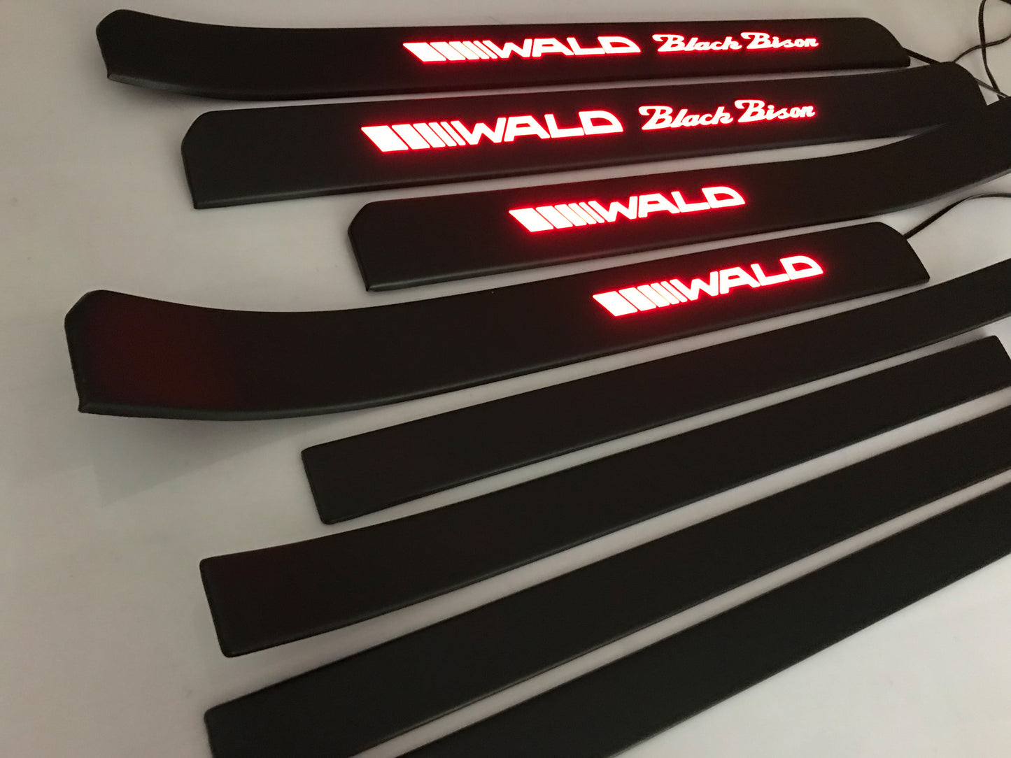 W221 Scuff Plates LED WALD Black Bison Style Stainless Steel Door Sills made for S-Class