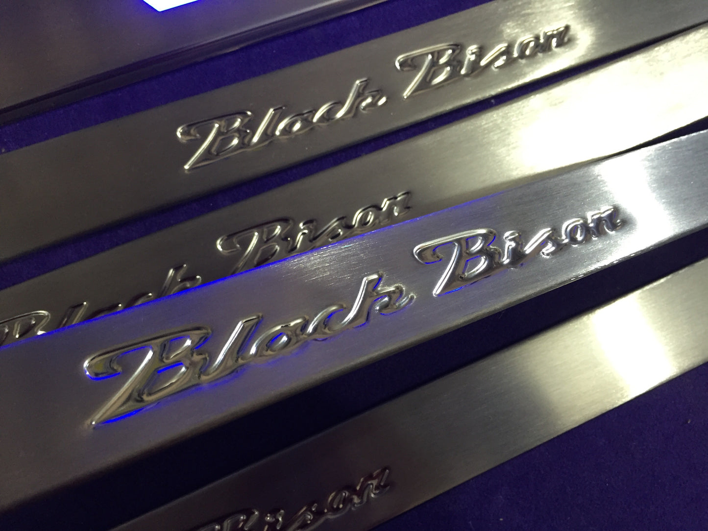 W221 Scuff Plates LED WALD Black Bison Style Stainless Steel Door Sills made for S-Class