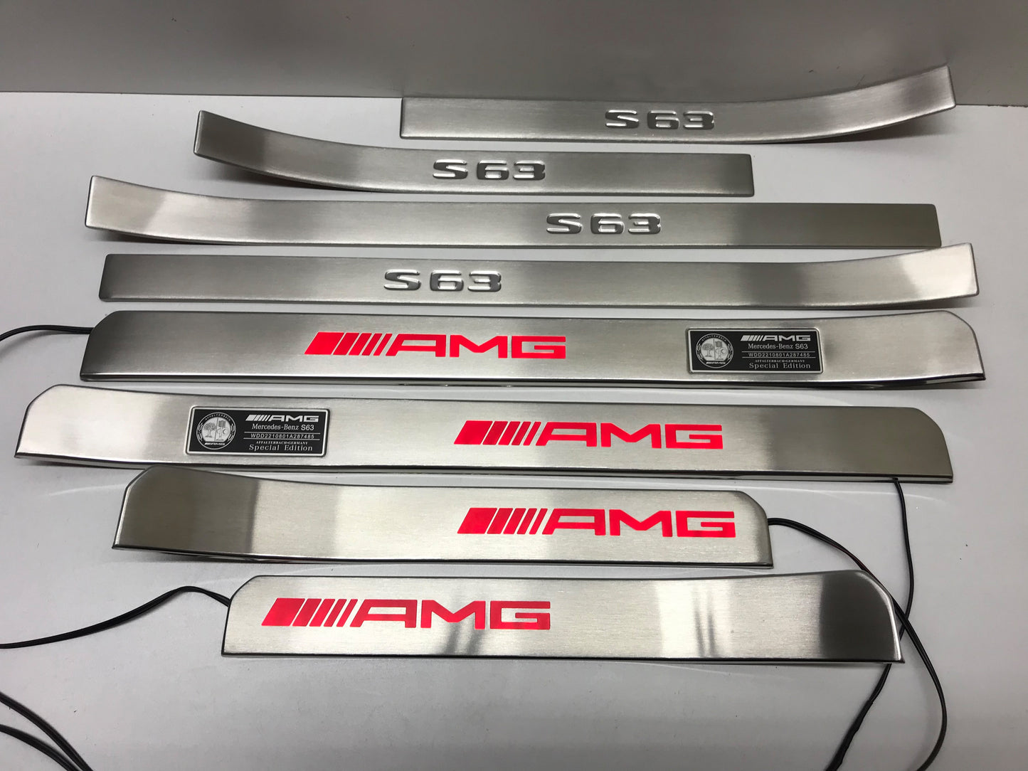 W221 Scuff Plates LED AMG Style S63 Stainless Steel Door Sills made for S-Class