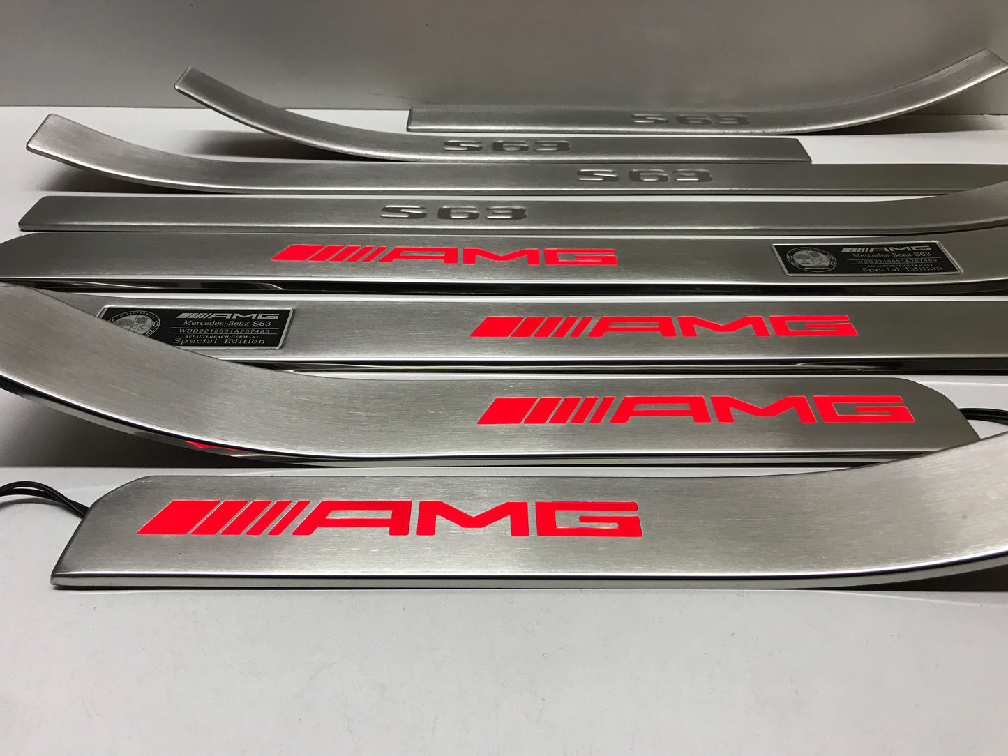 W221 Scuff Plates LED AMG Style S63 Stainless Steel Door Sills made for S-Class