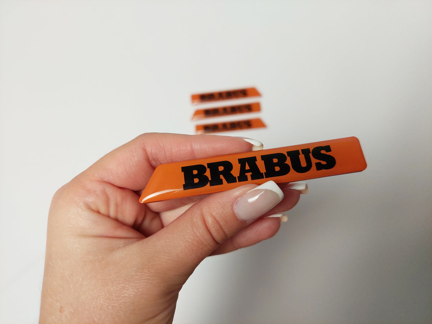 Brabus Style Orange Fender Emblems Side Moldings Inserts for Mercedes W463A G-Class G Wagon