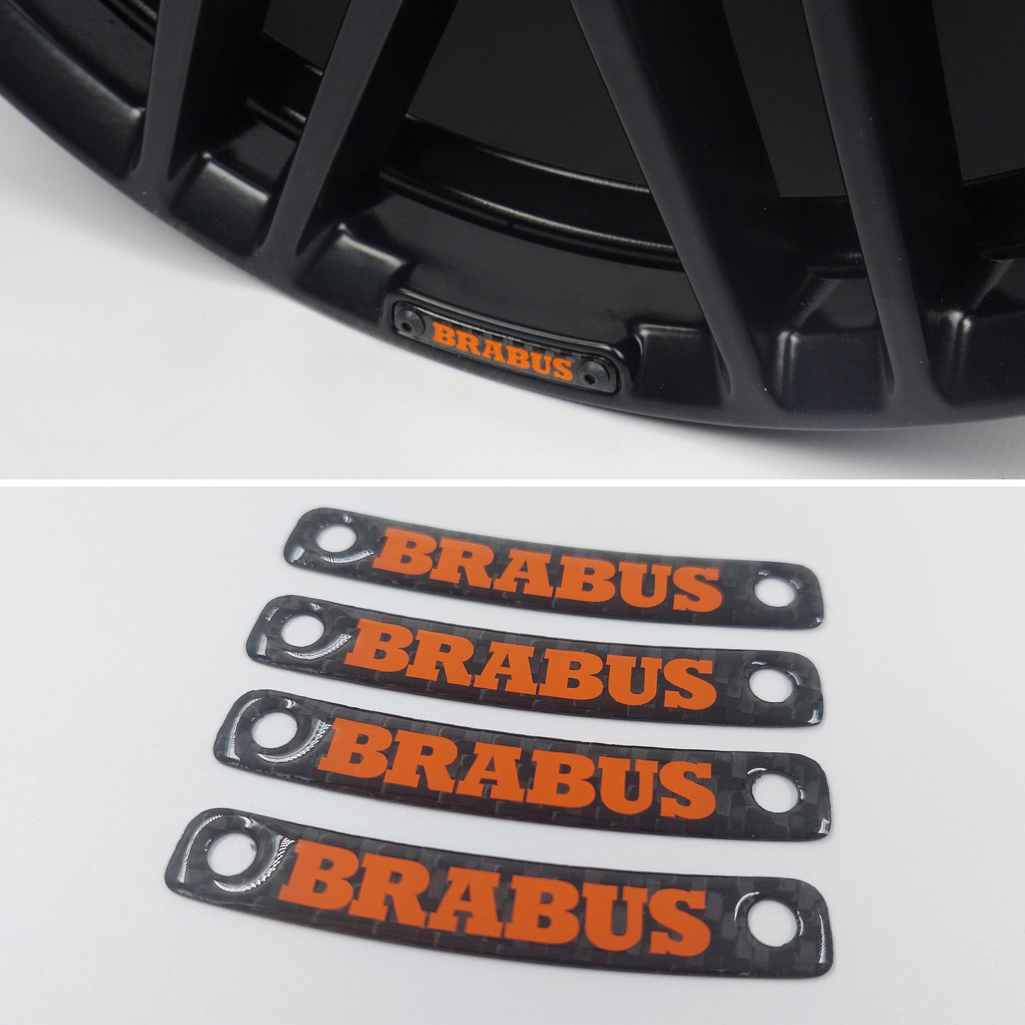 Orange Brabus Style Carbon Rim Badges Emblems Set for Mercedes-Benz W463A W464