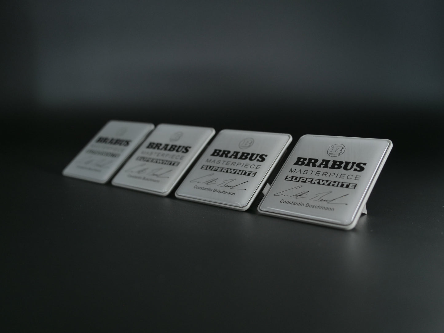 Brabus Style Superwhite Masterpiece Seat Metal Emblems Set 4 pcs Mercedes-Benz W463A G-Class