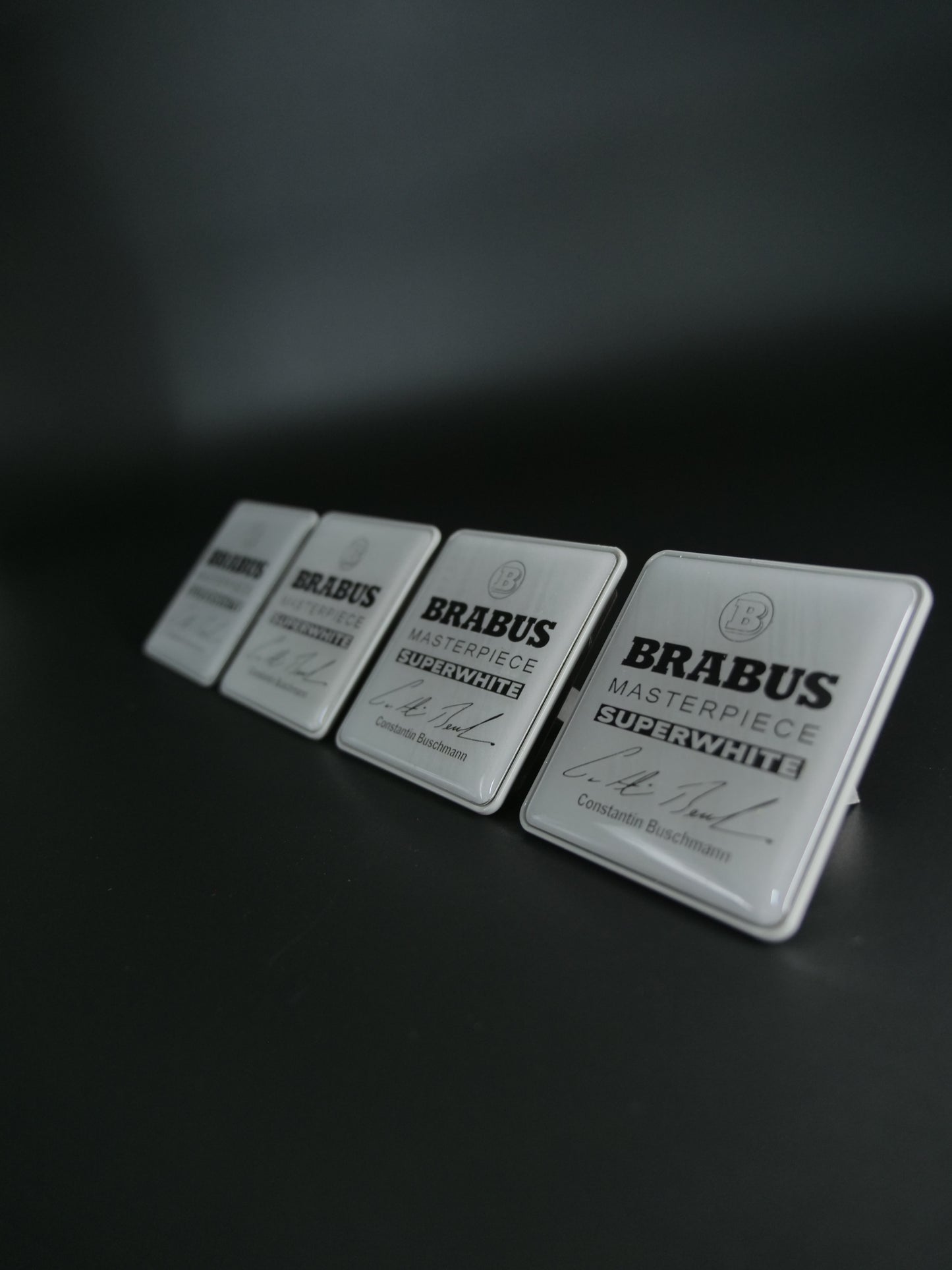Brabus Style Superwhite Masterpiece Seat Metal Emblems Set 4 pcs Mercedes-Benz W463A G-Class