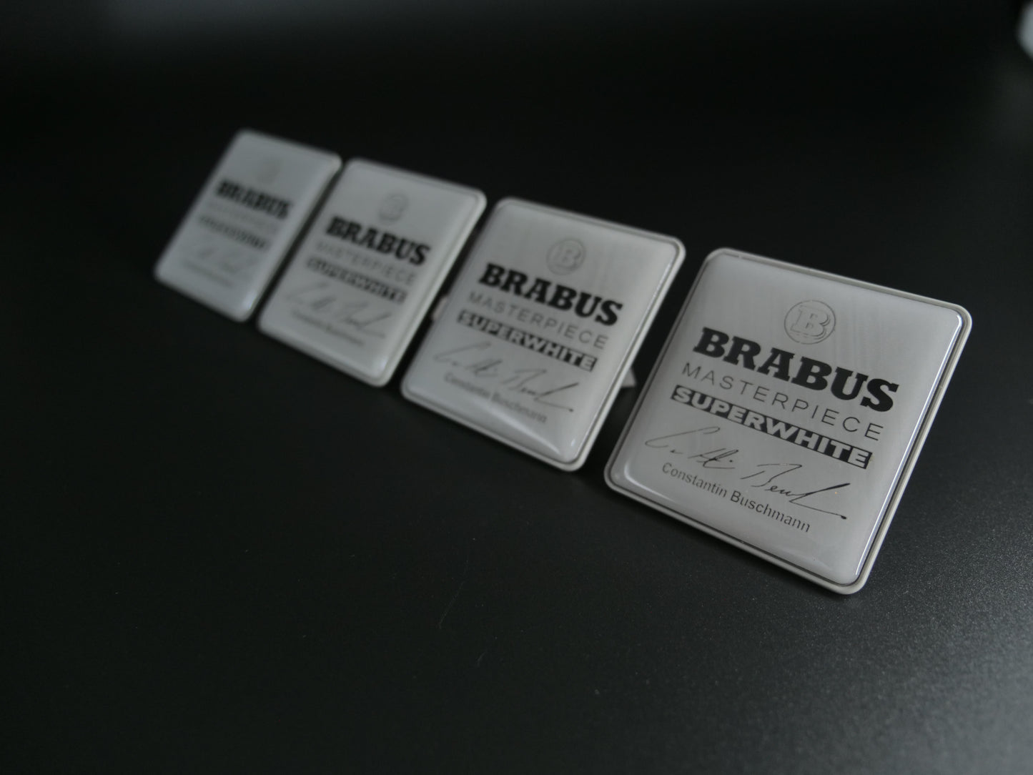 Brabus Style Superwhite Masterpiece Seat Metal Emblems Set 4 pcs Mercedes-Benz W463A G-Class