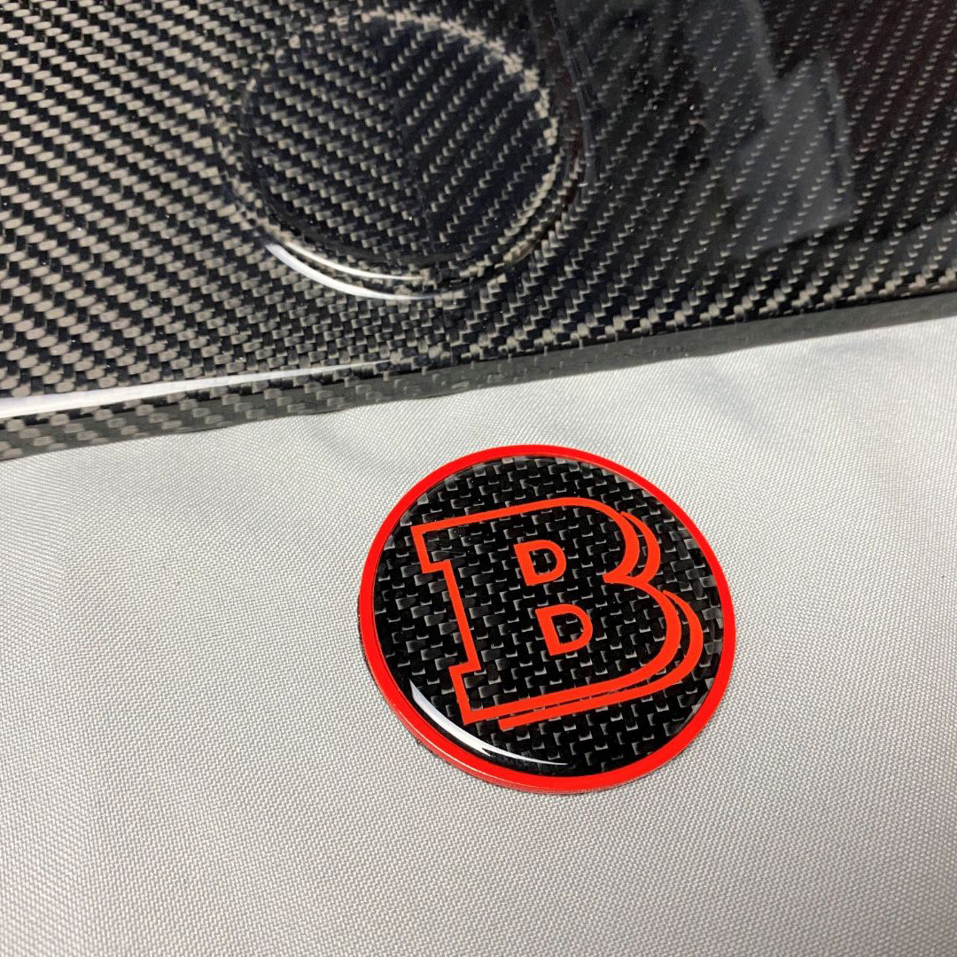Red Metal Carbon Brabus Style Badge Logo Emblem 55mm for Hood Trunk Mercedes-Benz G-Wagon G-Class W463