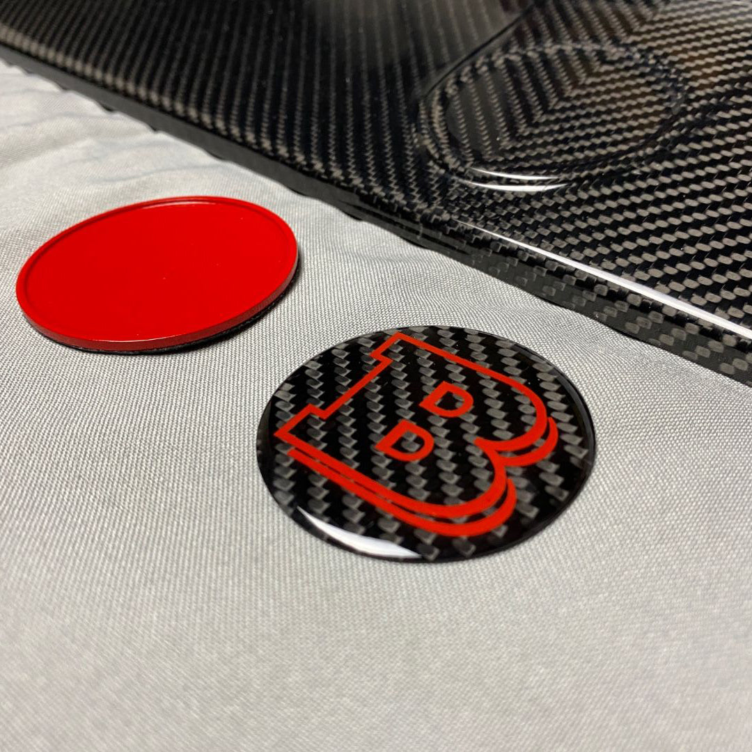 Red Metal Carbon Brabus Style Badge Logo Emblem 55mm for Hood Trunk Mercedes-Benz G-Wagon G-Class W463
