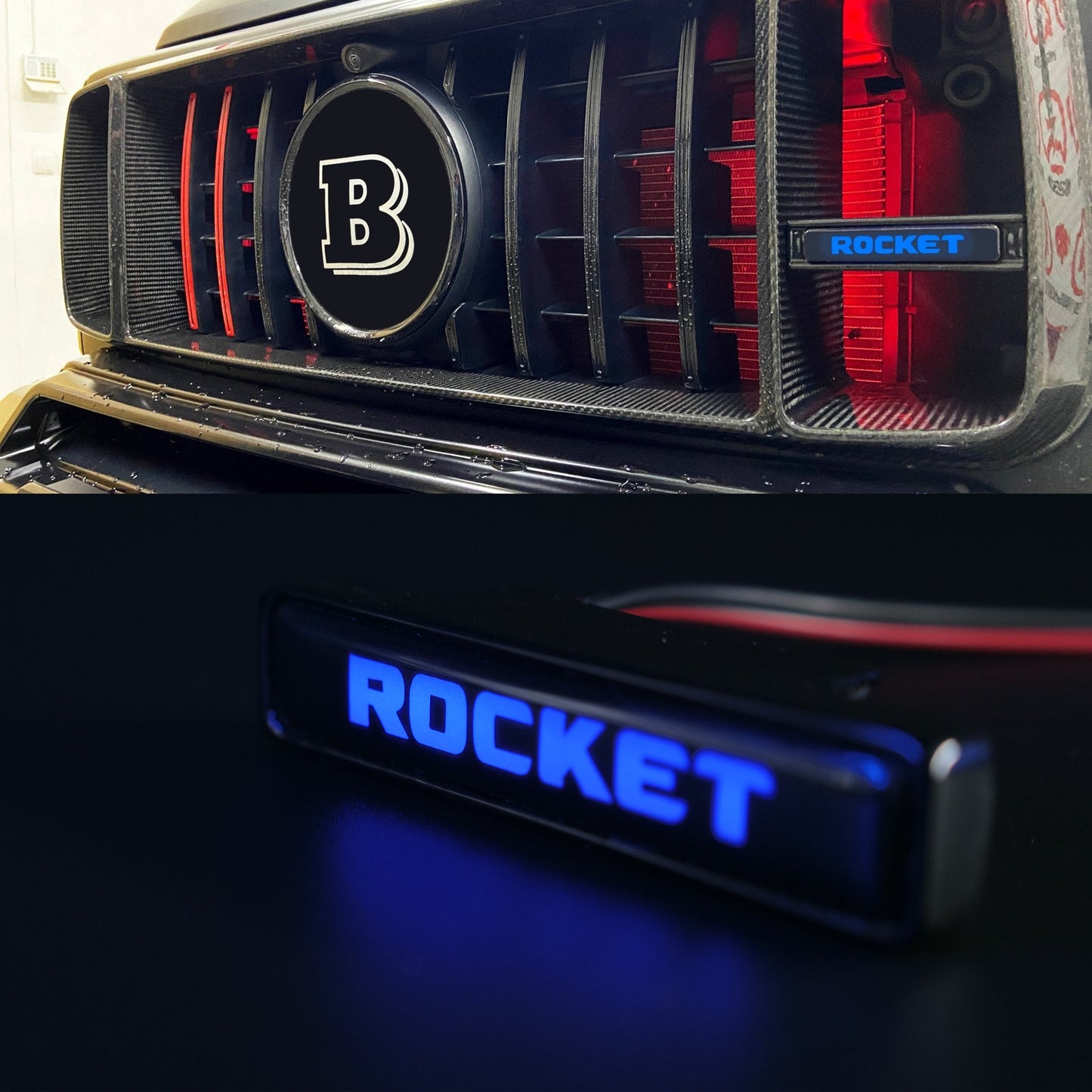 Rocket Style LED Grill Blue Badge Grille Emblem Logo for Mercedes W463A G Wagon G63 G500 G55