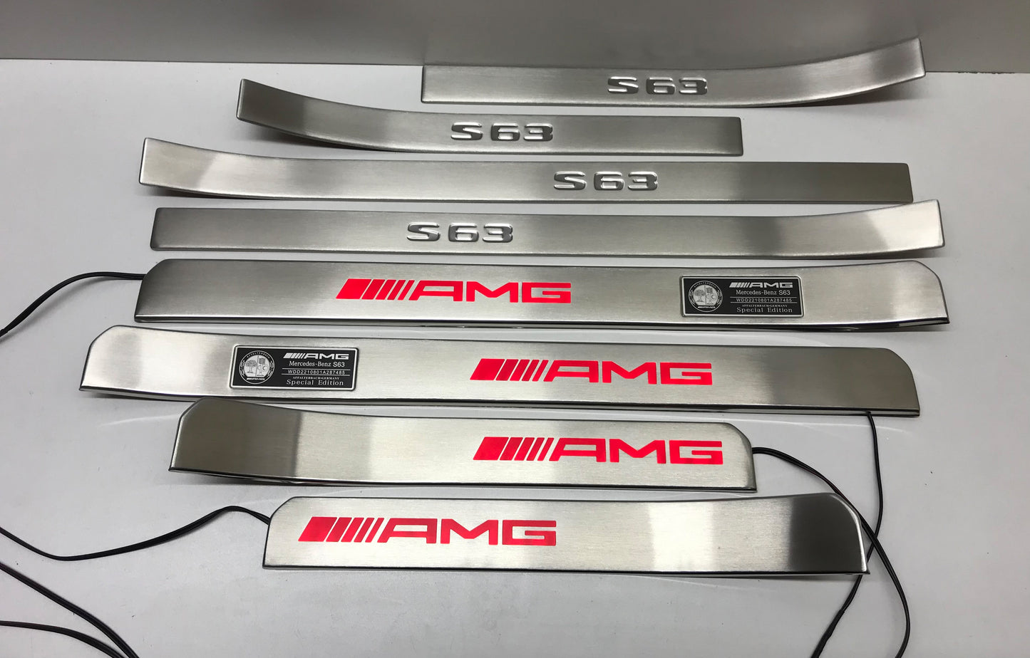 W221 Scuff Plates LED AMG Style S63 Stainless Steel Door Sills made for S-Class