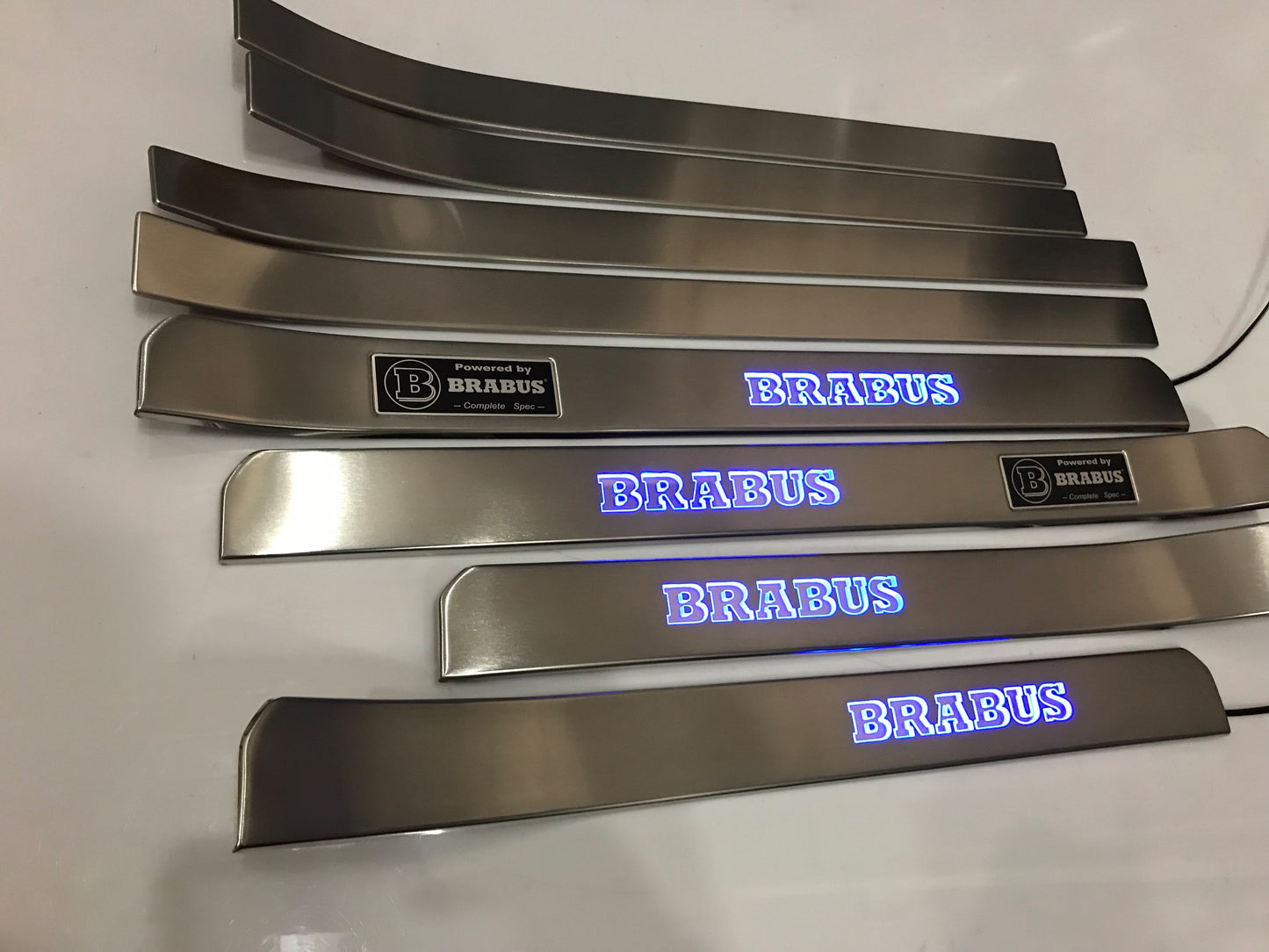 W221 Scuff Plates LED Brabus Style Stainless Steel Door Sills made for S-Class