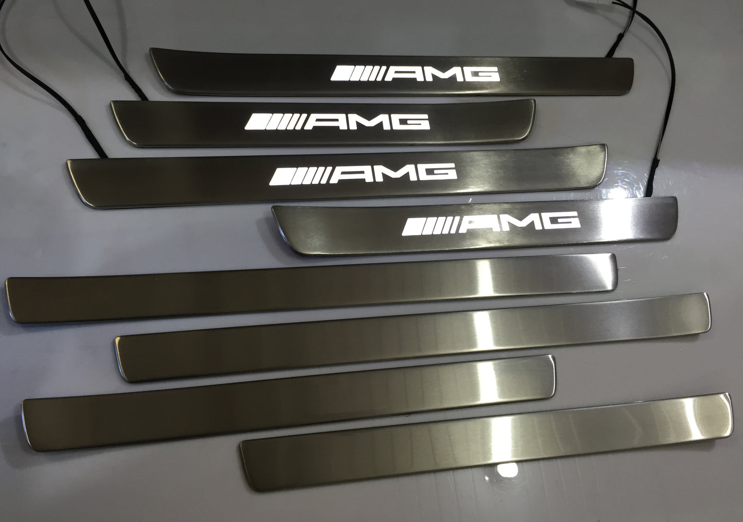 W222 Scuff Plates AMG Style LED Stainless Steel Door Sills made for S-Class