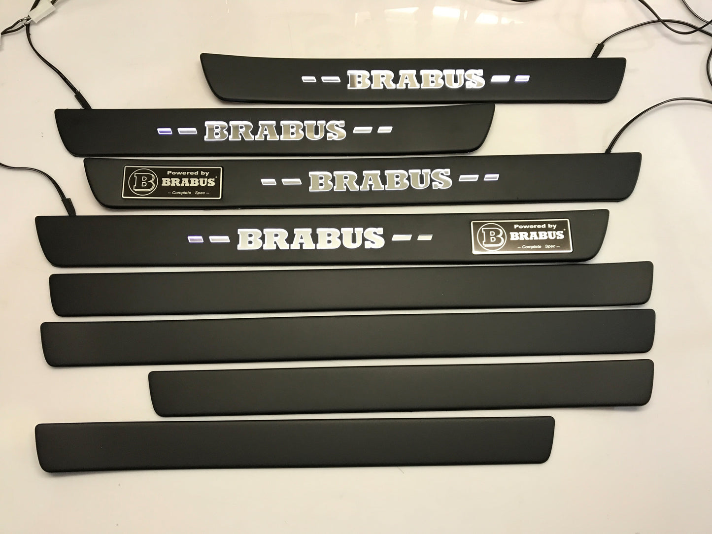 W222 Scuff Plates Brabus Style LED Stainless Steel Door Sills made for S-Class