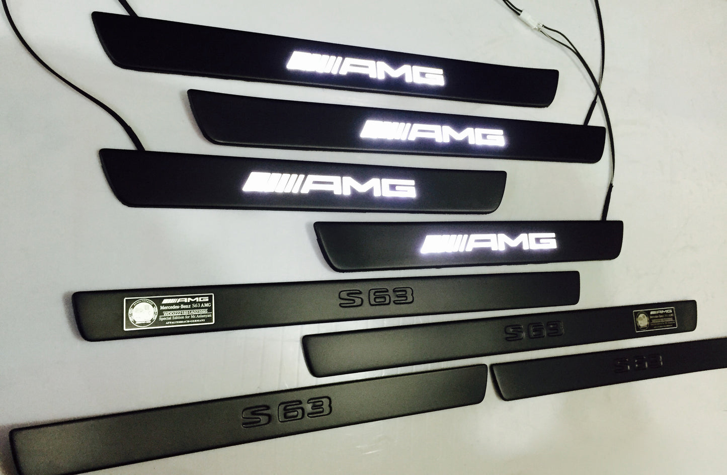 W222 Scuff Plates LED AMG Style S63 Stainless Steel Door Sills made for S-Class