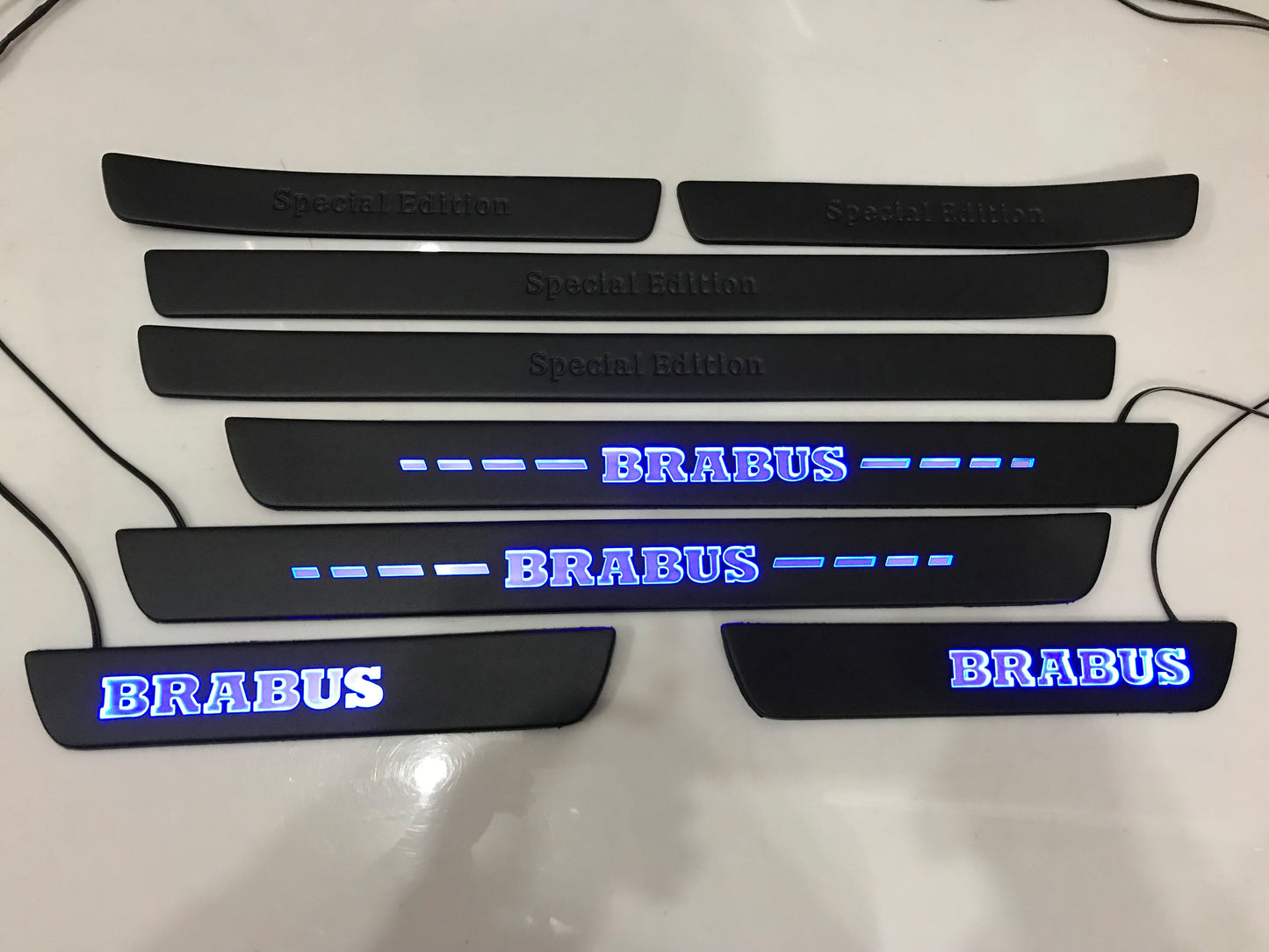 W222 Scuff Plates LED Brabus Style Stainless Steel Door Sills made for S-Class