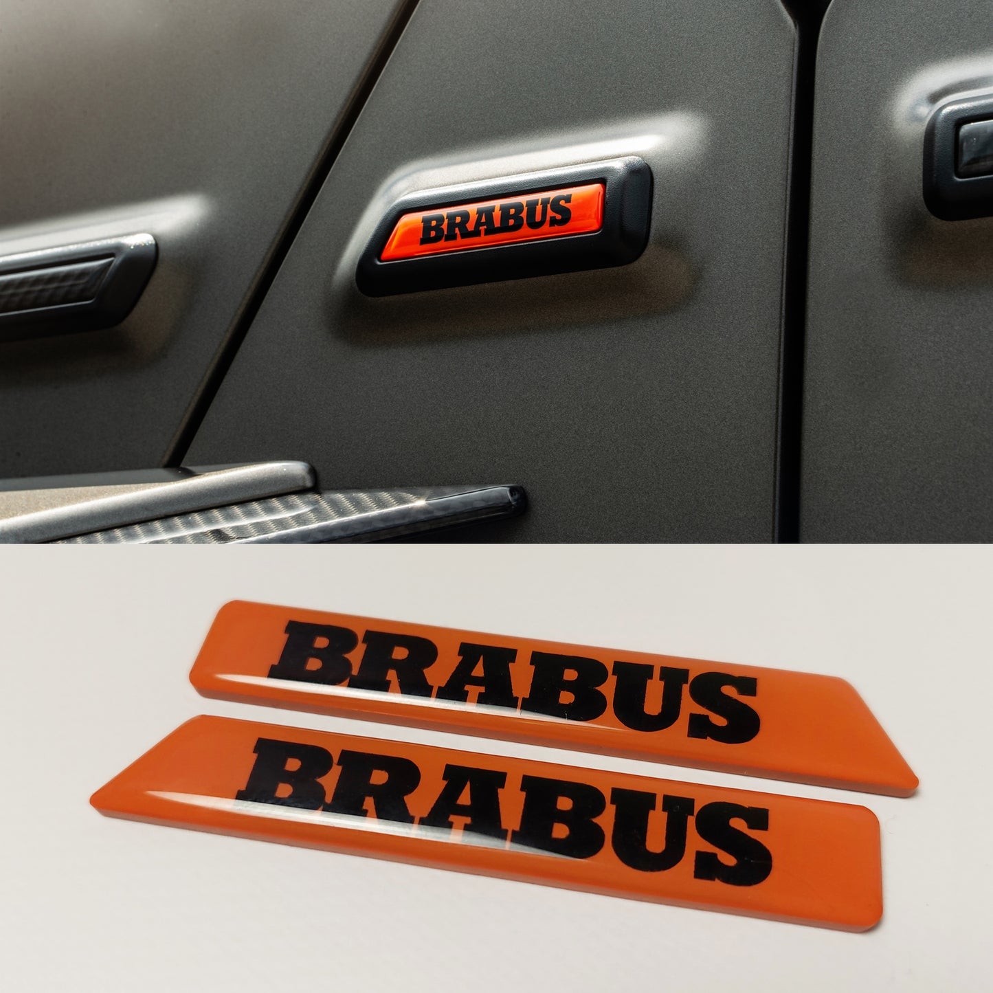 Brabus Style Orange Fender Emblems Side Moldings Inserts for Mercedes W463A G-Class G Wagon