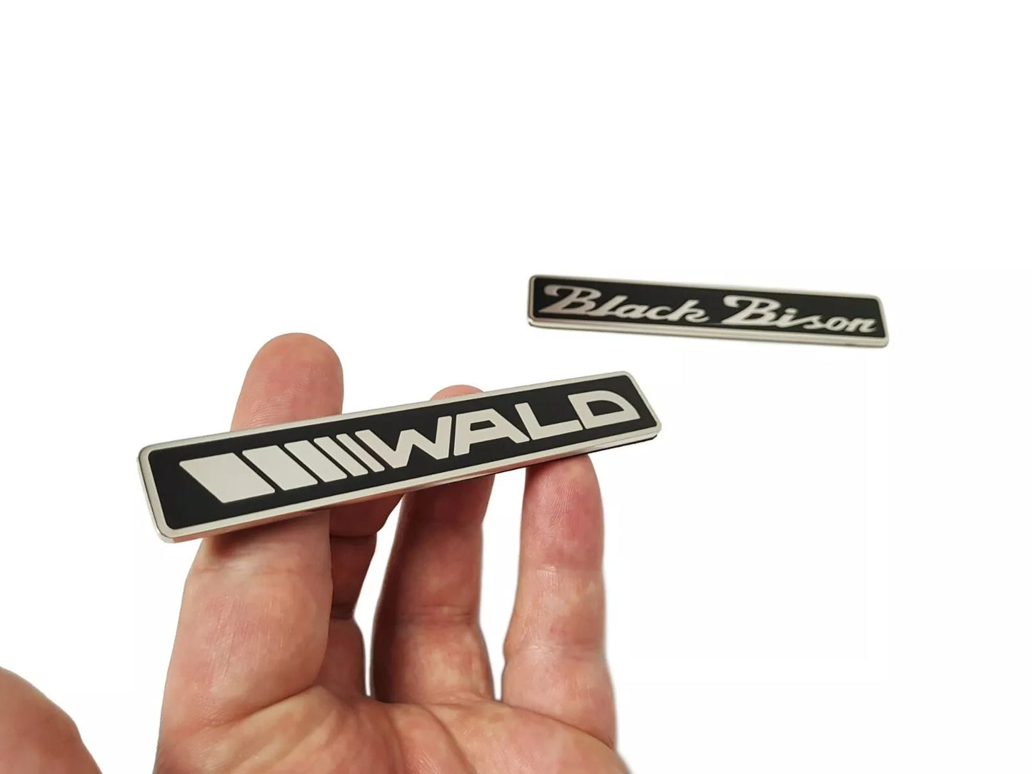 WALD Black Bison Emblems Metal Logo Sticker Badges Set of 2 pcs