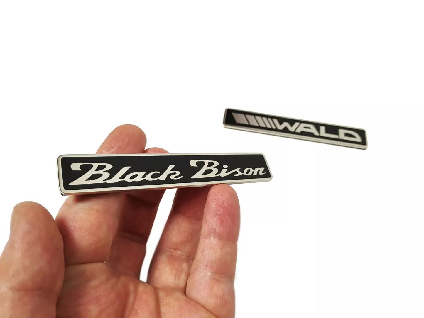 WALD Black Bison Emblems Metal Logo Sticker Badges Set of 2 pcs