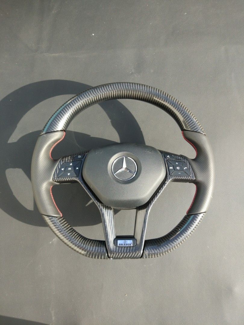 Mercedes-Benz CLS E-Class SLK W172 W218 W212 Steering Wheel Carbon Leather Brabus Logo