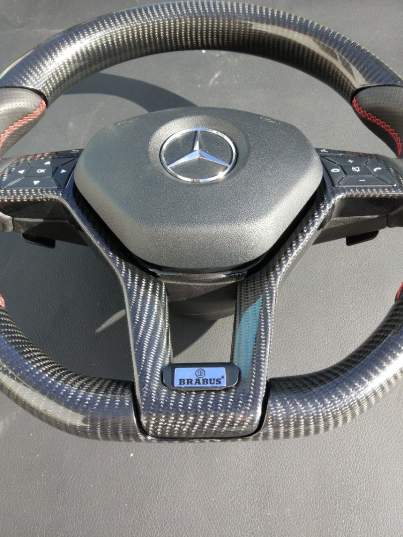 Mercedes-Benz CLS E-Class SLK W172 W218 W212 Steering Wheel Carbon Leather Brabus Logo