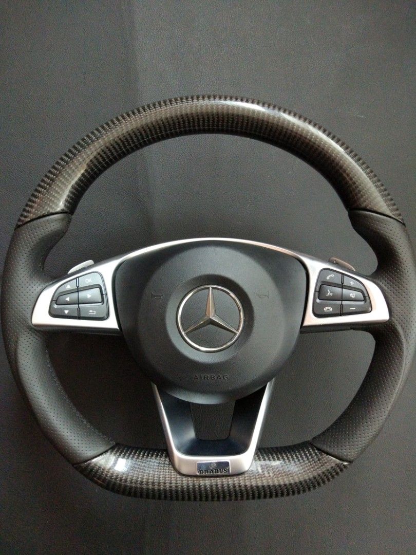 Mercedes-Benz CLA CLS GLE W205 Steering Wheel Carbon Leather Brabus Logo