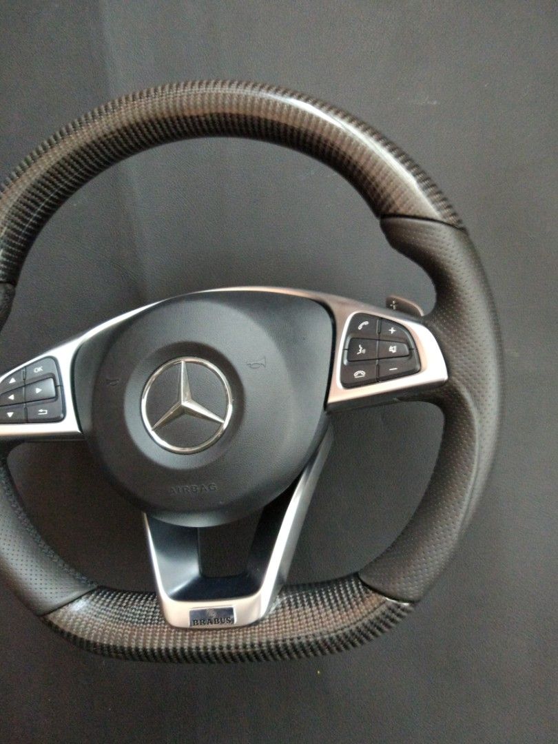 Mercedes-Benz CLA CLS GLE W205 Steering Wheel Carbon Leather Brabus Logo