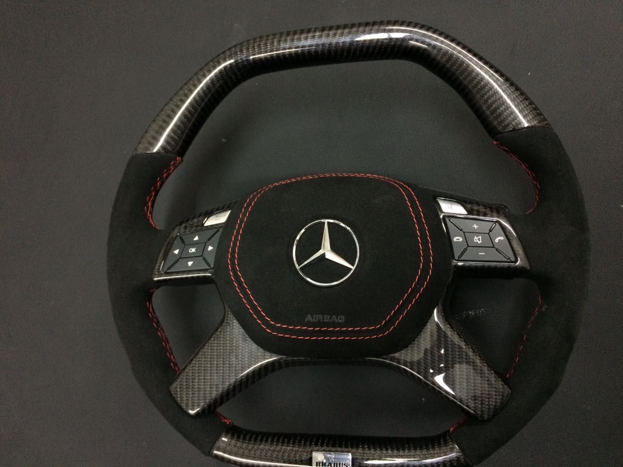 Mercedes-Benz E GL ML G-Class W166 X166 W463 Steering Wheel Carbon Alcantara Brabus Logo