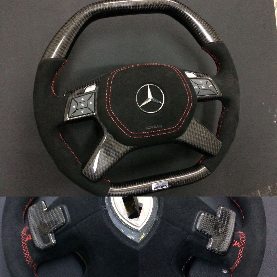 Mercedes-Benz E GL ML G-Class W166 X166 W463 Steering Wheel Carbon Alcantara Brabus Logo