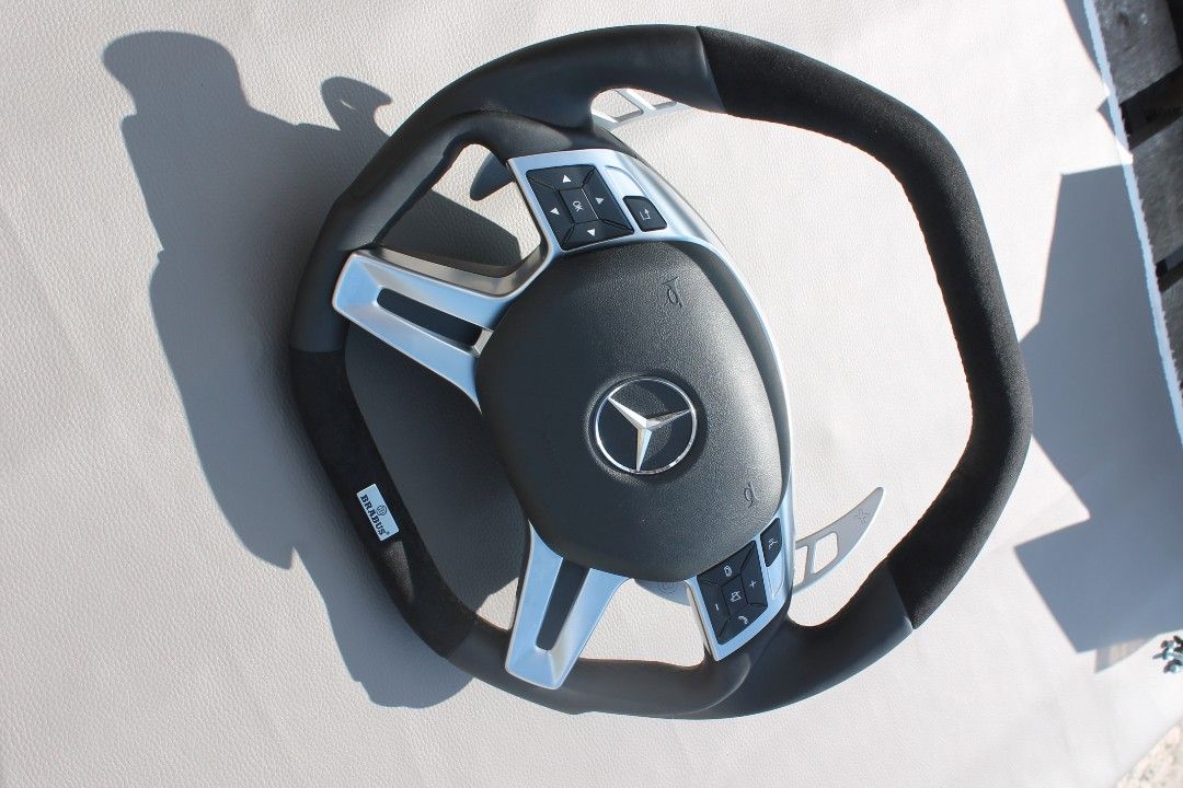 Mercedes-Benz E G GL ML-Class W166 X166 W463 Steering Wheel Leather Alcantara Brabus Logo