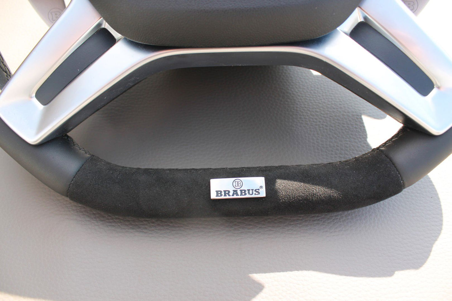 Mercedes-Benz E G GL ML-Class W166 X166 W463 Steering Wheel Leather Alcantara Brabus Logo