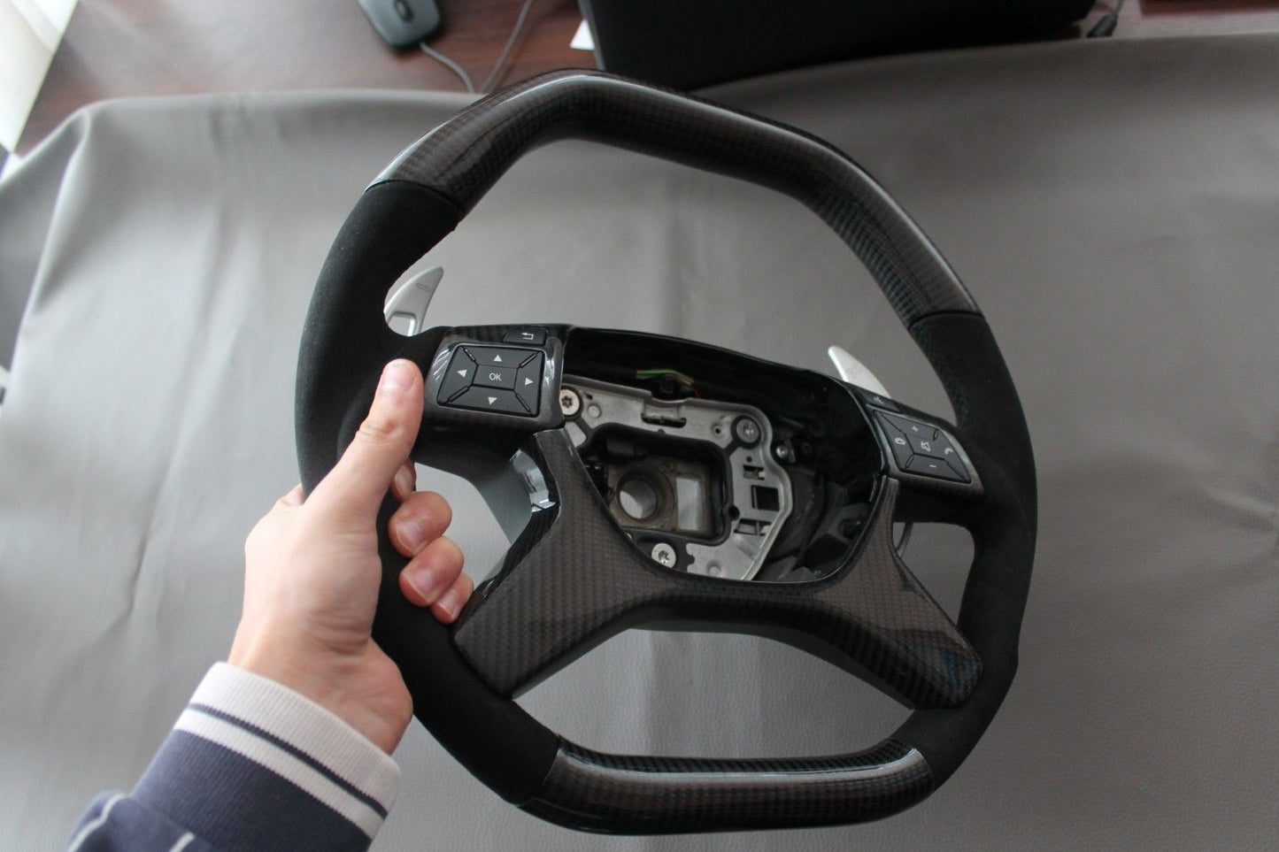 Mercedes-Benz E G GL ML-Class W166 X166 W463 Steering Wheel Carbon Alcantara