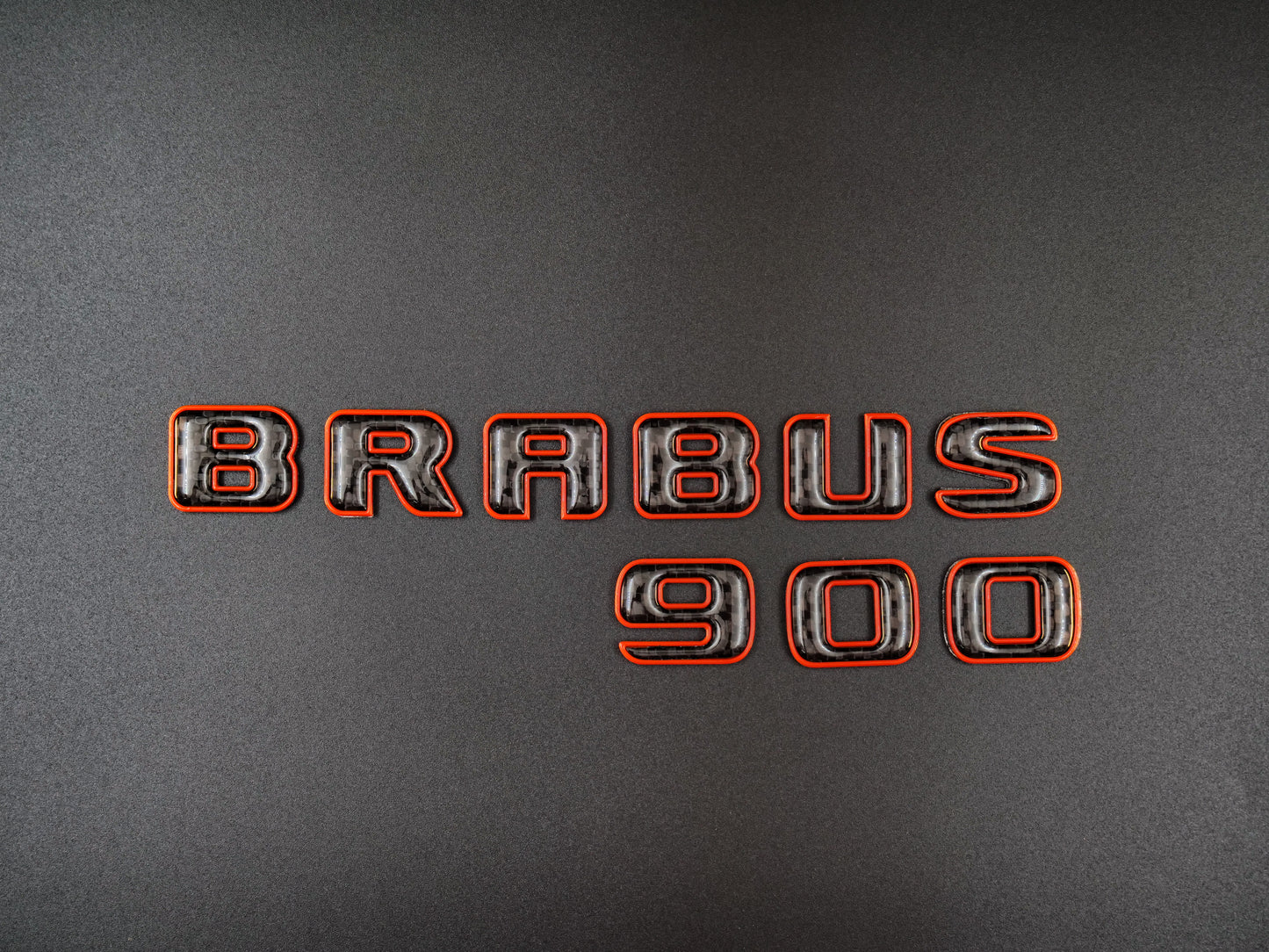 Brabus 900 Style Orange Metal with Carbon Badges Emblems Set for Mercedes-Benz W463 W463A W464