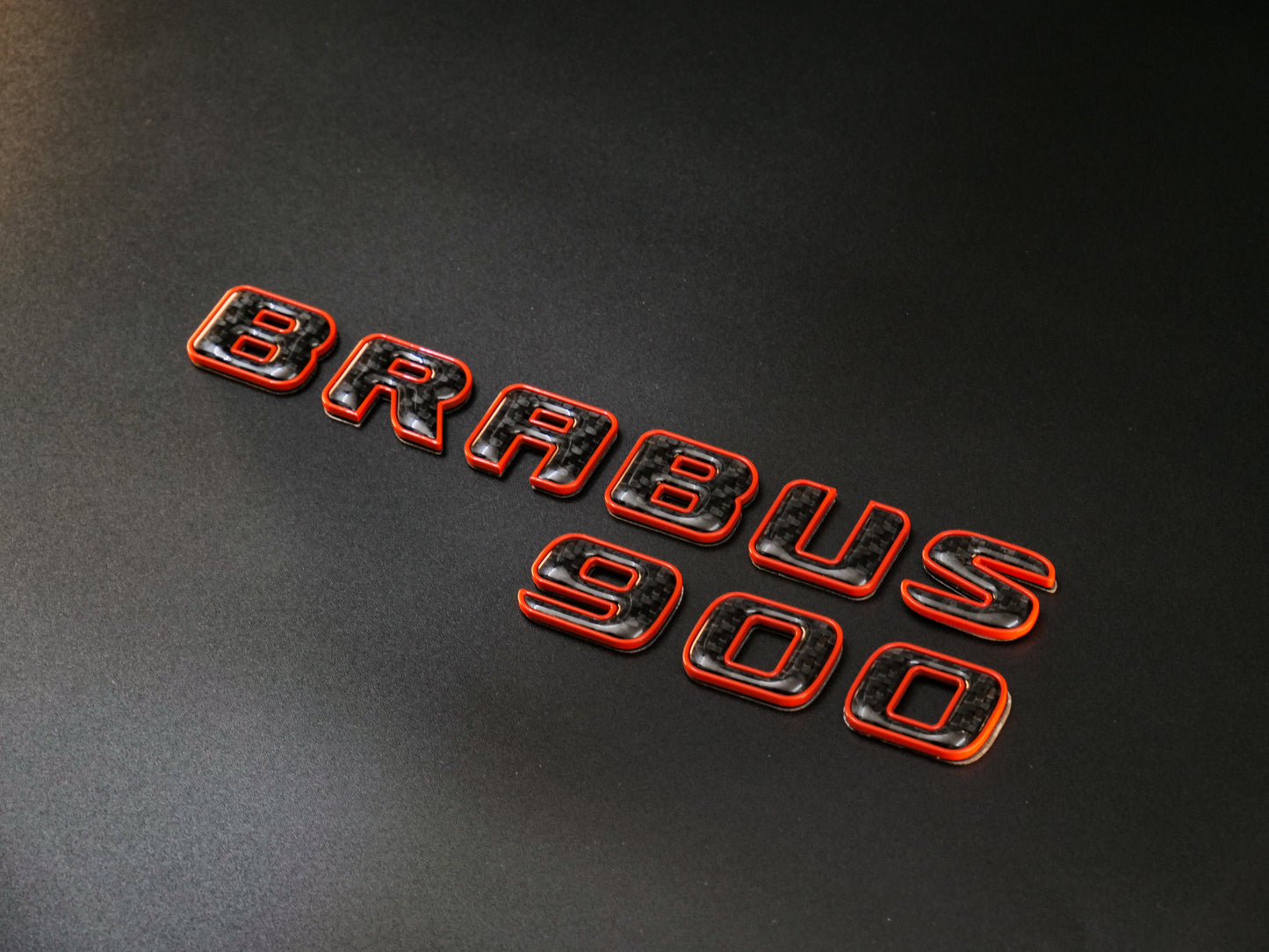 Brabus 900 Style Orange Metal with Carbon Badges Emblems Set for Mercedes-Benz W463 W463A W464