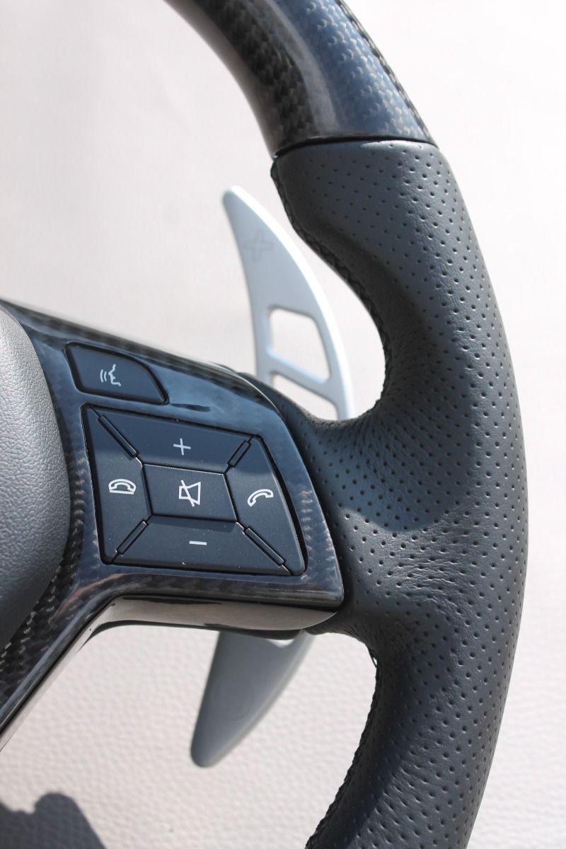 Mercedes-Benz C CLS SLK E-Class W207 W212 W172 W218 W204 Steering Wheel Carbon Leather Brabus Style Paddle Shifters
