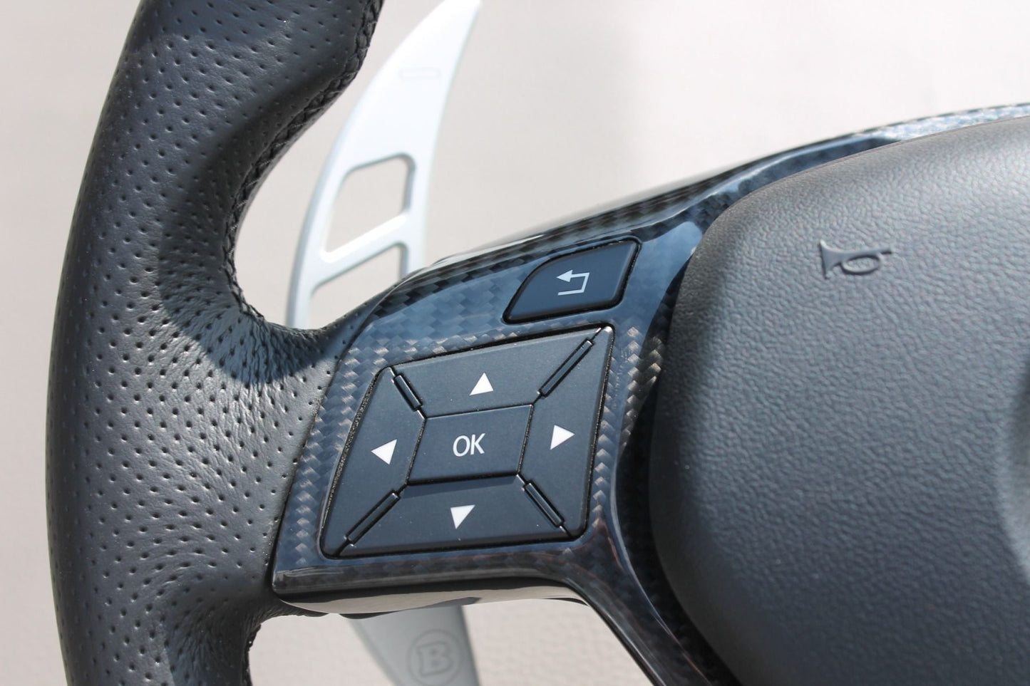 Mercedes-Benz C CLS SLK E-Class W207 W212 W172 W218 W204 Steering Wheel Carbon Leather Brabus Style Paddle Shifters