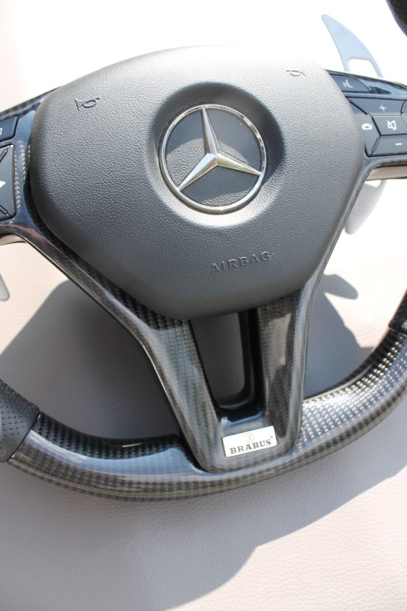 Mercedes-Benz C CLS SLK E-Class W207 W212 W172 W218 W204 Steering Wheel Carbon Leather Brabus Style Paddle Shifters