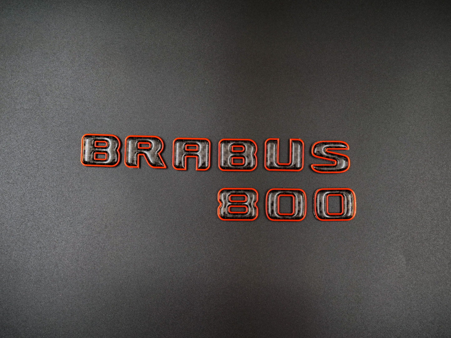 Brabus 800 Style Orange Metal with Carbon Badges Emblems Set for Mercedes-Benz W463 W463A W464