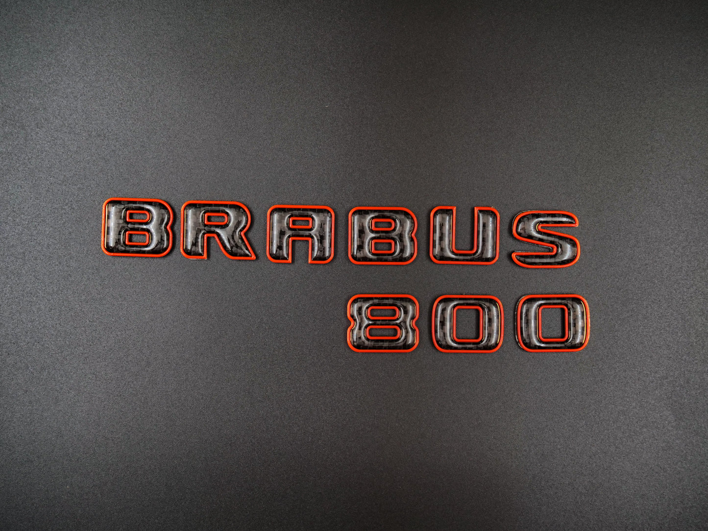 Brabus 800 Style Orange Metal with Carbon Badges Emblems Set for Mercedes-Benz W463 W463A W464