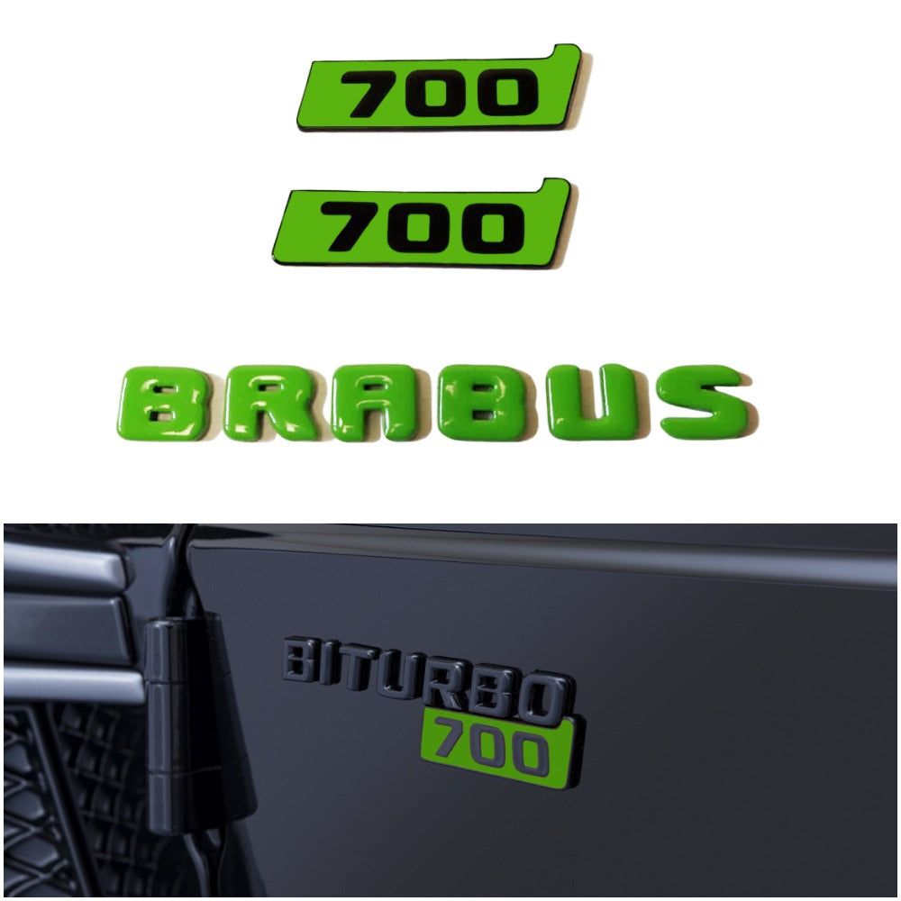 Brabus 700 Style Green Logo Badges Emblems Set for Mercedes-Benz Vehicles