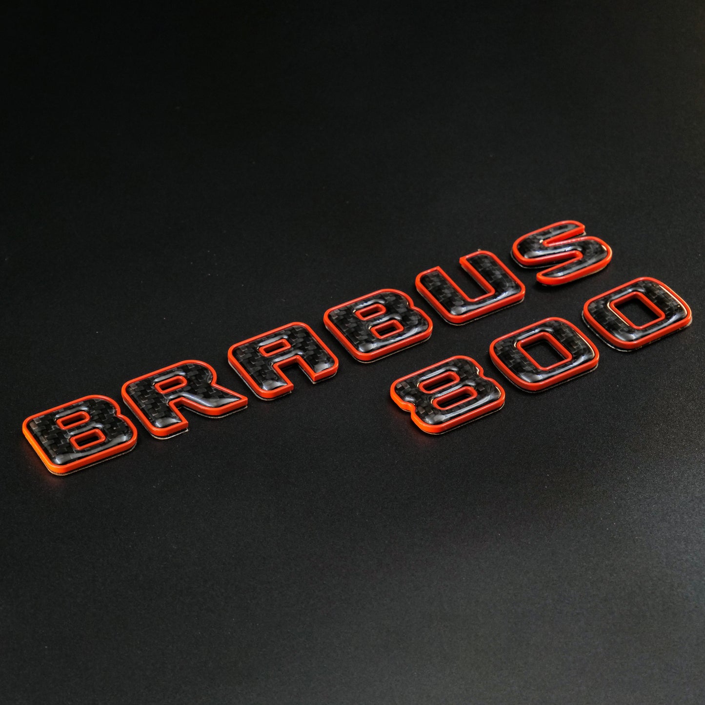 Brabus 800 Style Orange Metal with Carbon Badges Emblems Set for Mercedes-Benz W463 W463A W464