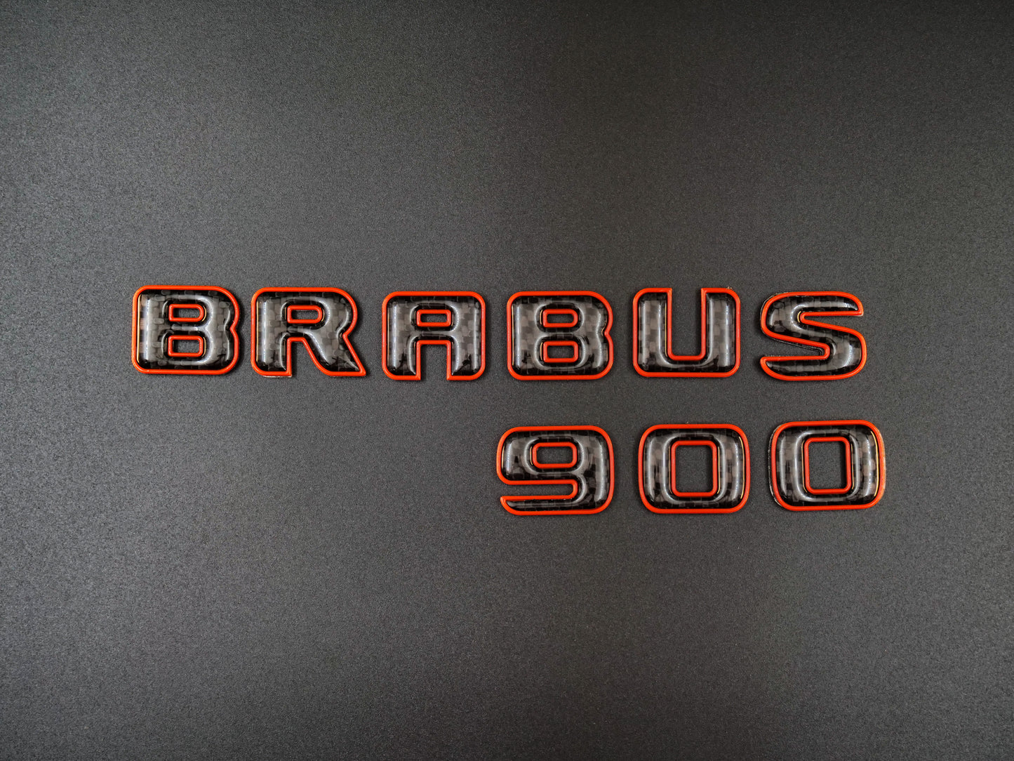 Brabus 900 Style Orange Metal with Carbon Badges Emblems Set for Mercedes-Benz W463 W463A W464