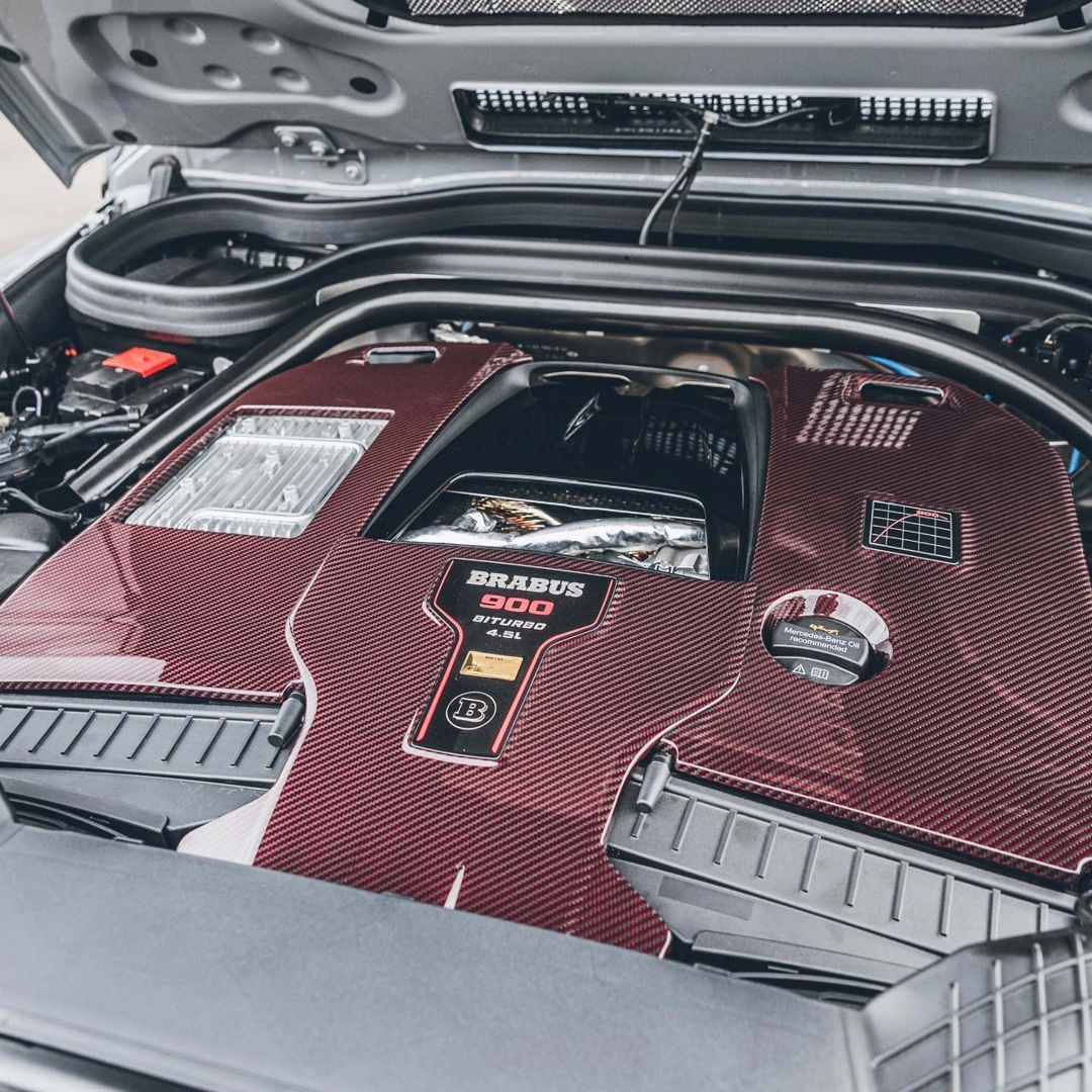 Carbon RED Brabus Style ROCKET G 900 Engine Cover with Emblem for AMG Mercedes-Benz W463A W464 G-Wagon G-Class G63
