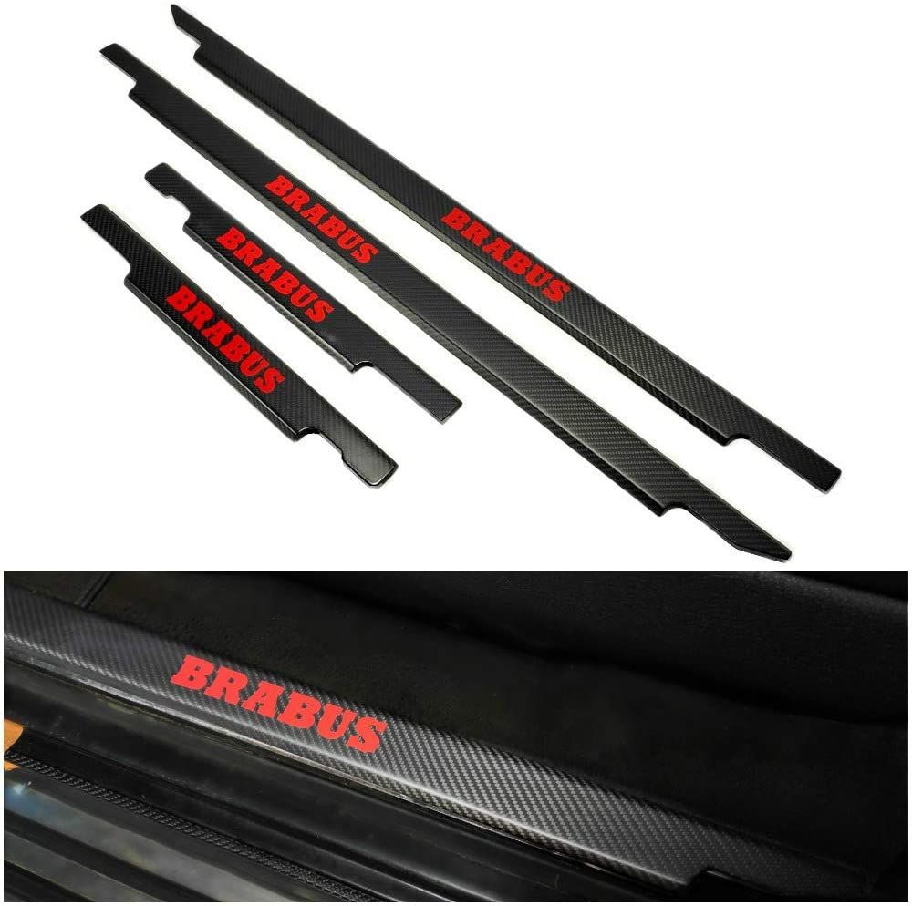 Mercedes-Benz W463 G-Class Red Brabus Style Logo Carbon Fiber Door Sills Set 4 pcs