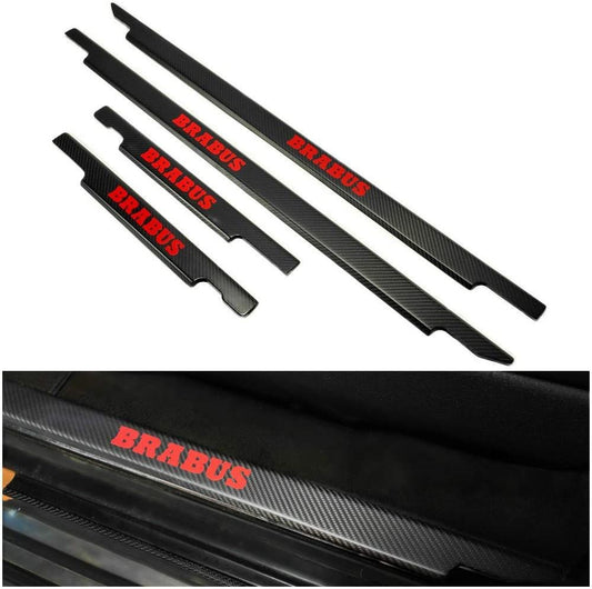 Mercedes-Benz W463 G-Class G Wagon Red Brabus Style Logo Carbon Fiber Door Sills Set 4 pcs