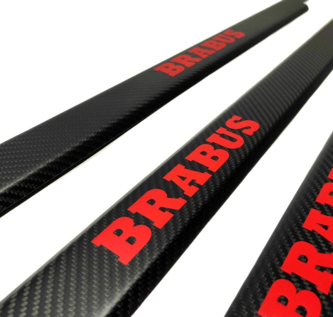 Mercedes-Benz W463 G-Class Red Brabus Style Logo Carbon Fiber Door Sills Set 4 pcs