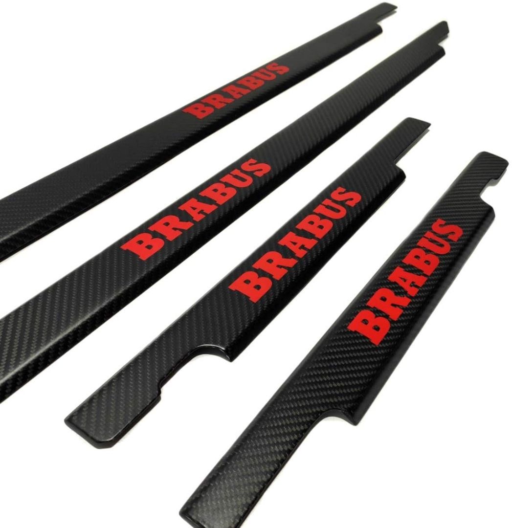 Mercedes-Benz W463 G-Class Red Brabus Style Logo Carbon Fiber Door Sills Set 4 pcs
