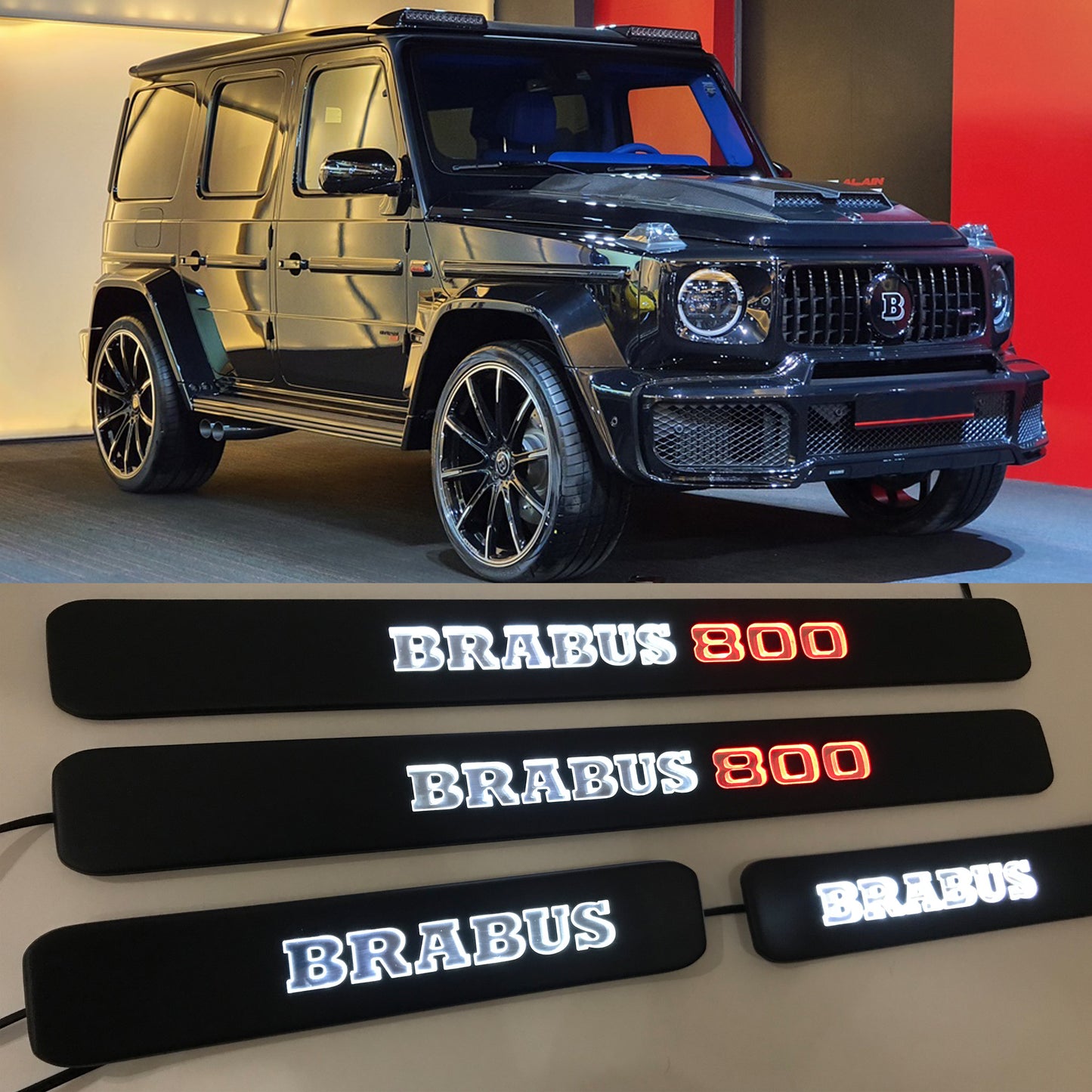 Mercedes-Benz W463A W464 G-Class Brabus 800 Style Matte Black Door Sills LED