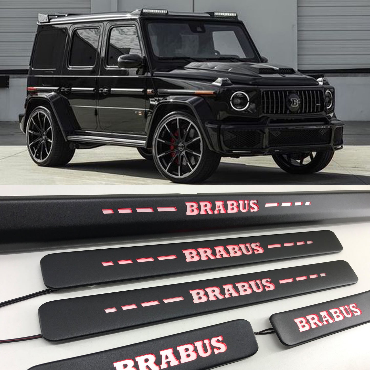 Mercedes-Benz W463A W464 G-Class Brabus Style Matte Black Door Sills LED
