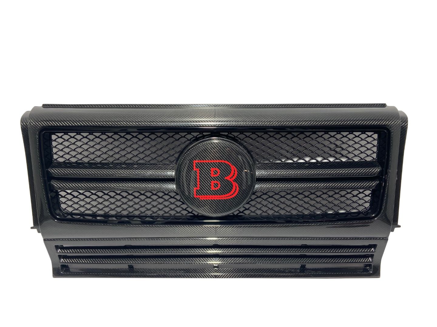 Carbon Fiber Front Grill Red Badge Grille Emblem Logo Brabus Style for Mercedes-Benz G-Wagon G-Class W463