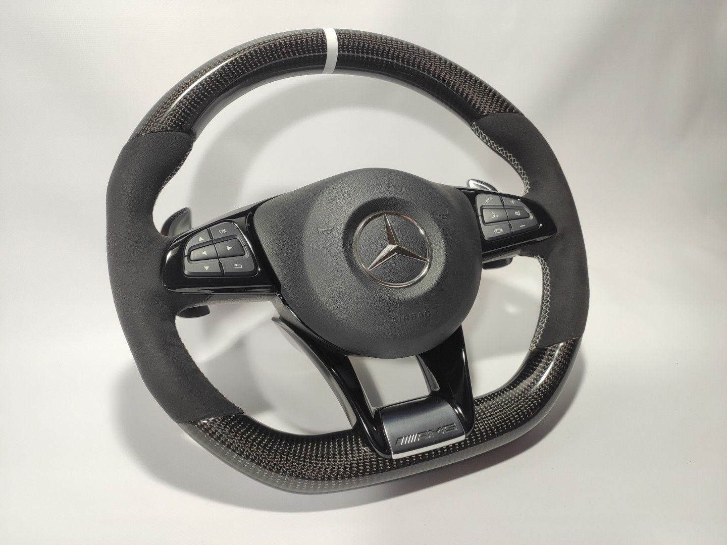 Mercedes-Benz A B S V CLA GLA GLE GLS GLC AMG Steering Wheel Carbon Fiber Alcantara