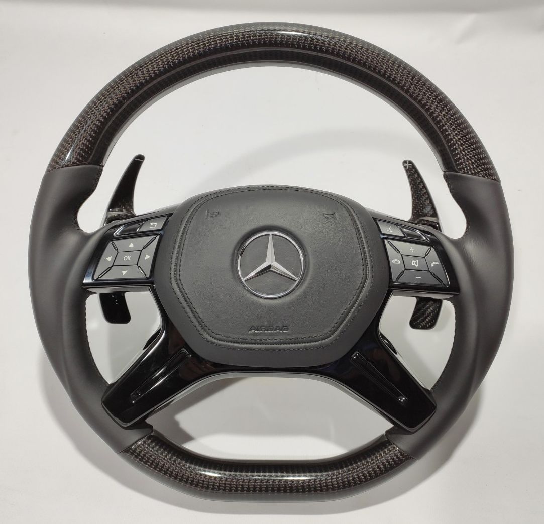 Mercedes-Benz ML W166 GL GLS GLE W292 G W463 W212 E Steering Wheel Carbon Leather